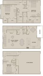 3 bed 2.5 Bath 1668 square feet floor plan C